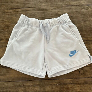 Nike Girls Large French Terry Pull On Shorts Sweats Light Blue Embroidered